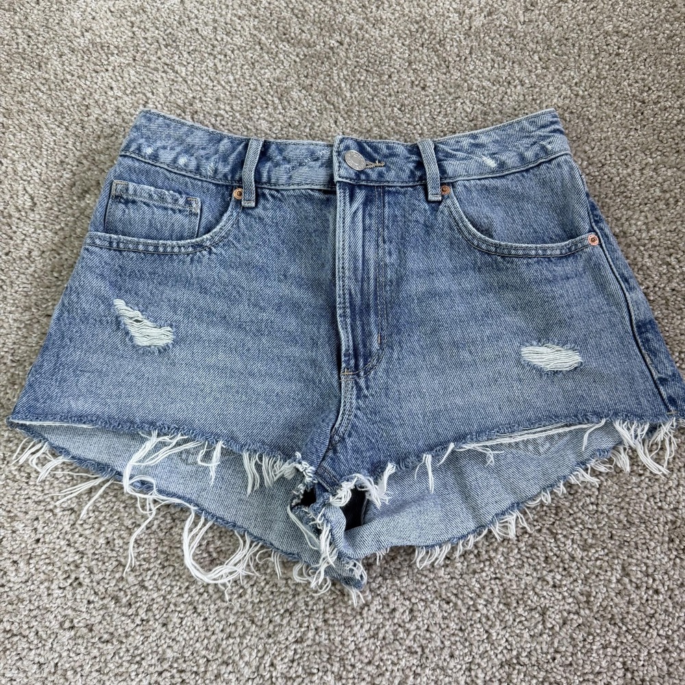 Garage Denim Shorts Womens 3 Blue Distressed Cutoff Mini Cheeky Festival